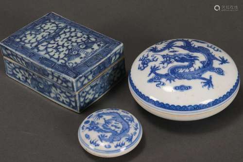 Chinese Qing Dynasty Blue and White Paste Box