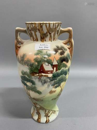 Japanese Twin Handled Porcelain Vase,