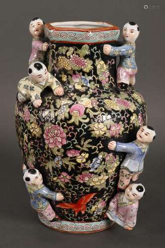 Chinese Famille Noir Porcelain Vase,