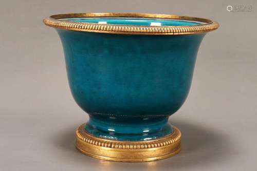 Chinese Blue Glaze Jardiniere,