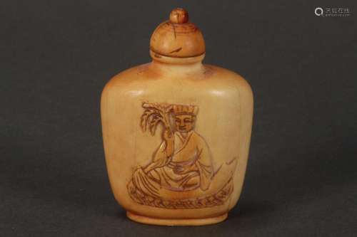 Good Chinese Ivory Snuff Bottle and Stopper,