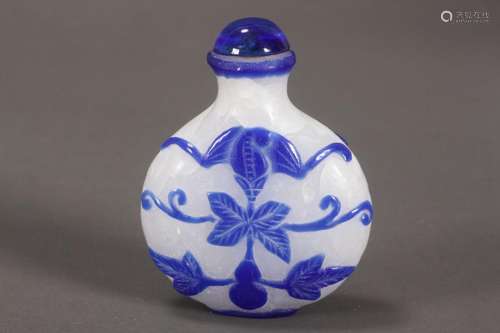 Chinese Blue Glass Overlay Snuff Bottle,