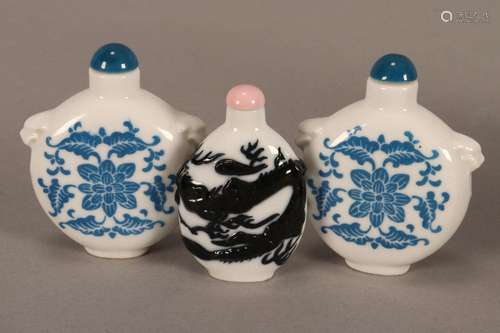 Three Chinese Porcelain Snuff Bottles,