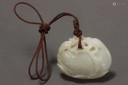 Chinese Carved White Jade Plaque,