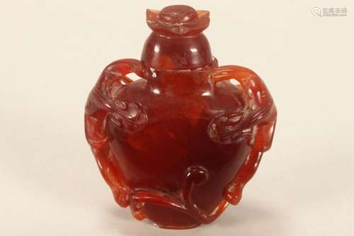 Chinese Agate Snuff Bottle and Stopper,