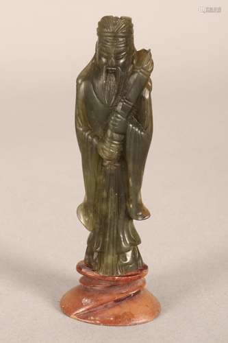 Chinese Carved Green Stone Figure,