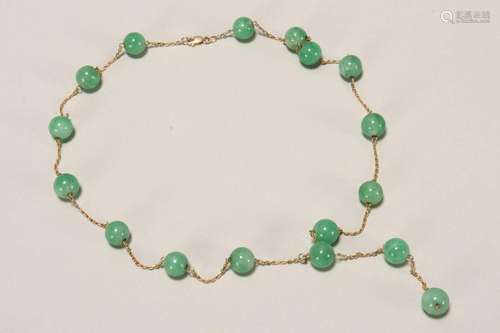 Jade and Gilt Necklace,