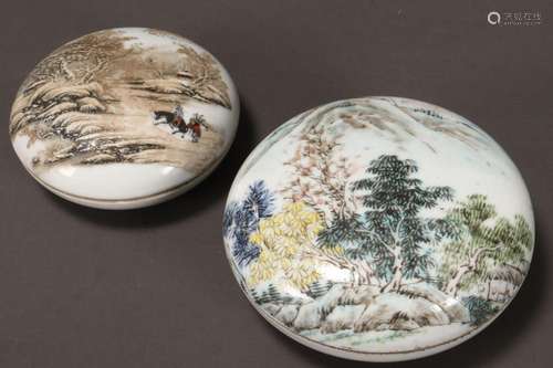 Two Chinese Porcelain Lidded Boxes,