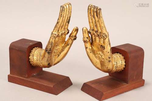 Pair of Gilt Metal Buddha's Hands,