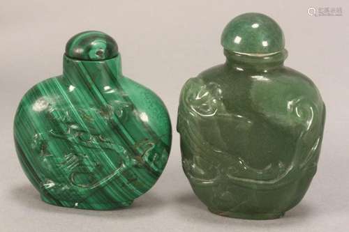 Chinese Malachite Snuff Bottle and Stopper,