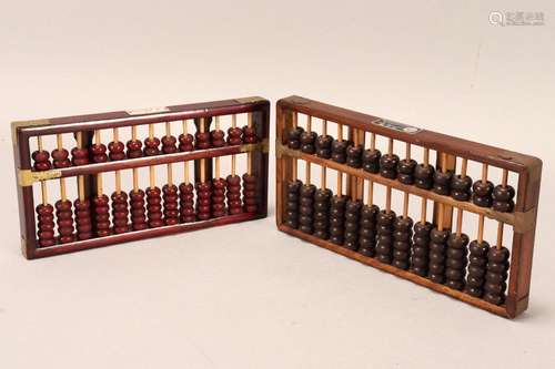 Two Chinese Wooden Abacus,