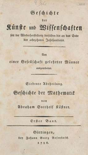 Abraham Gotthelf Kästner Geschichte der Mathematik seit der ...