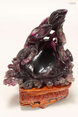 Chinese Carved Amethyst Figure Group,