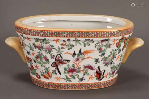 Chinese Twin Handled Porcelain Flower Bowl,