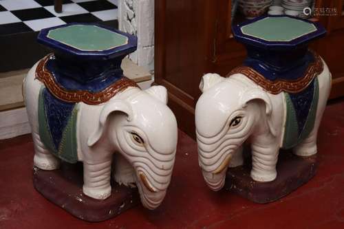 Pair of Outdoor Elephant Stools,