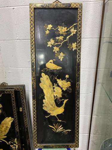 Two Sets of Black Lacquer Panels,