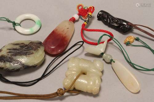 Group of Chinese Small Jade and Stone Pendants,