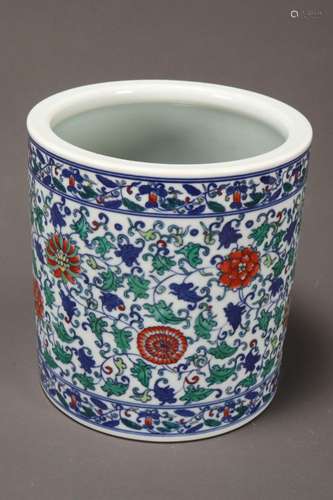 Chinese Doucai Porcelain Brush Pot,