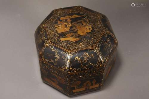 Chinese Liqueur & Gilt Lidded Box,