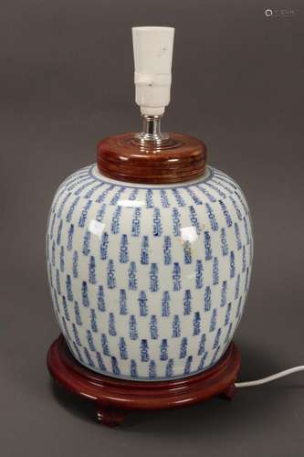 Chinese Blue and White Porcelain Table Lamp,