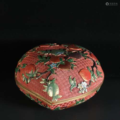 Lacquer Peach-Shaped Cover Box, China