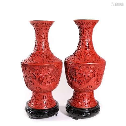 A Pair Of Carving Painted 