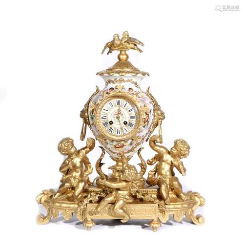 Gold Painted Enamel Color Fireplace Clock