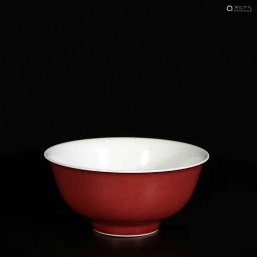 Red Glazed Porcelain Bowl, China