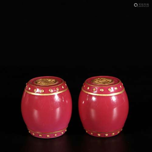 A Pair Of Fanhong Porcelain Drums, China