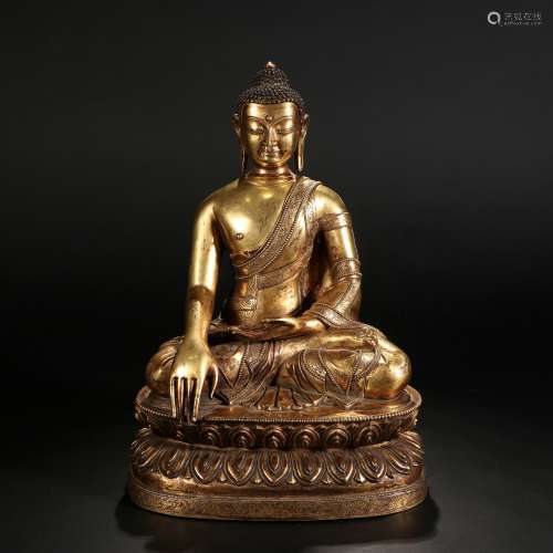 Bronze Gold Gilded Sakyamuni Buddha, China