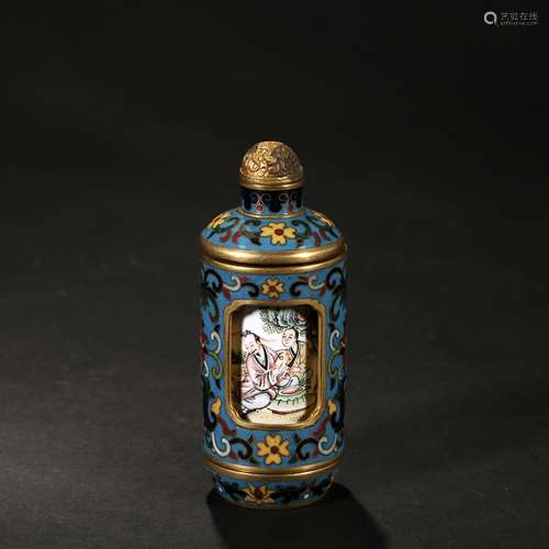 Bronze Enamel Painted Enamel Painted Snuff Bottle, China