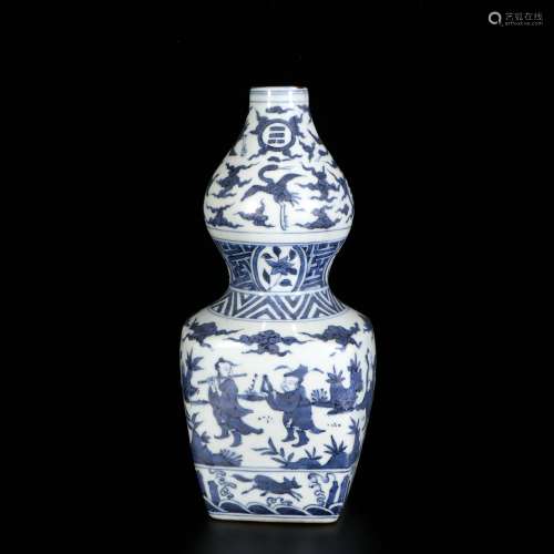 Blue And White Porcelain Gourd Bottle, China
