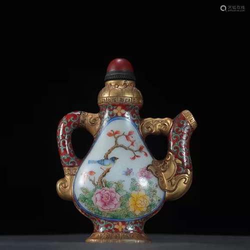 Old Glass Gold Painted Snuff Bottle, China