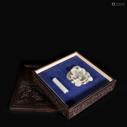 A Set Of Hetian Jade Lotus Brush Holder, China