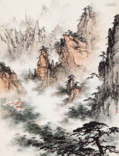 董寿平（1904～1997） 黄山烟云 镜心 纸本