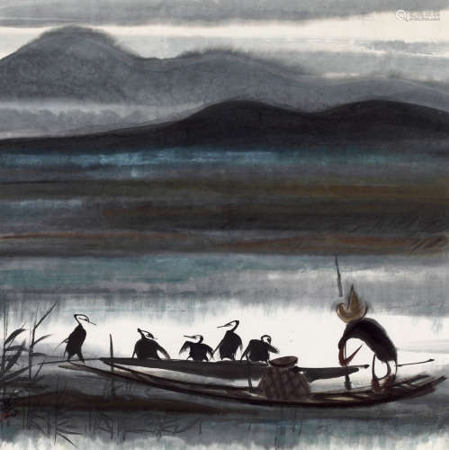 林风眠（1900～1991） 渔舟唱晚 镜心 纸本