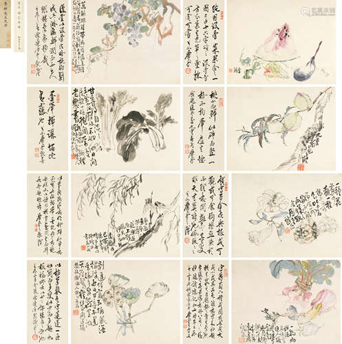 李鱓（1686～1756） 写生花果册 册页 （八开） 纸本