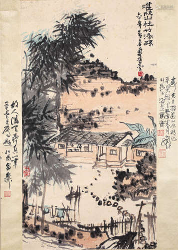 潘天寿山水（lot077-101为同一藏家藏）纸本立轴