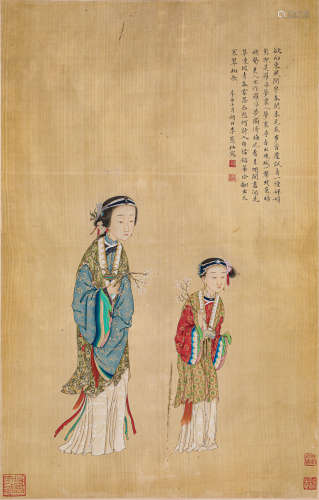 李惠仙仕女（lot149-163为同一藏家藏）绢本立轴
