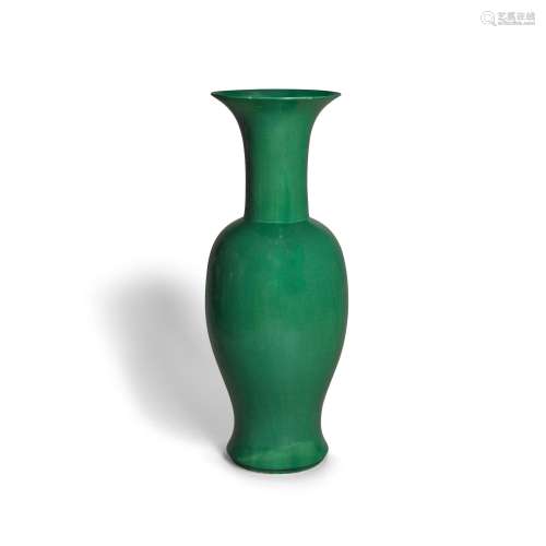 A large apple-green-glazed baluster vase