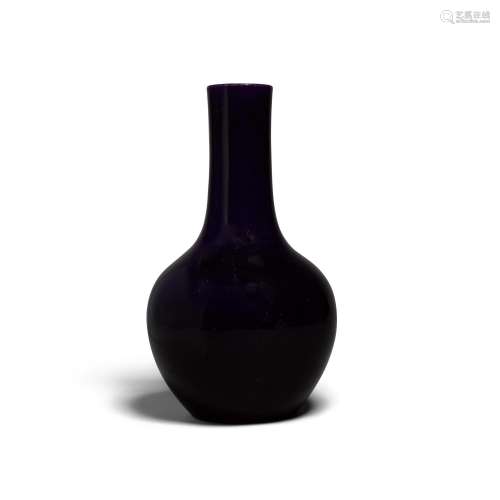A blue-glazed bottle vase
