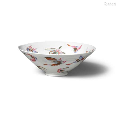 A polychrome-enameled butterfly bowl