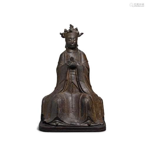 A bronze seated figure of the Daoist immortal Bixia Yuanjun