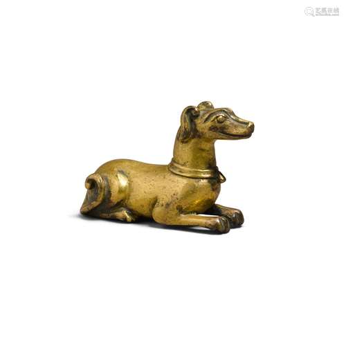 A gilt bronze model of a hound