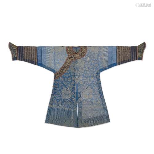 A blue-ground silk gauze 'dragon' robe