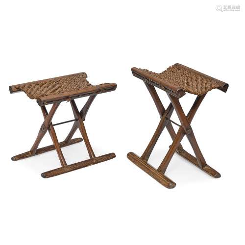 Two small huali folding stools, xiaowu
