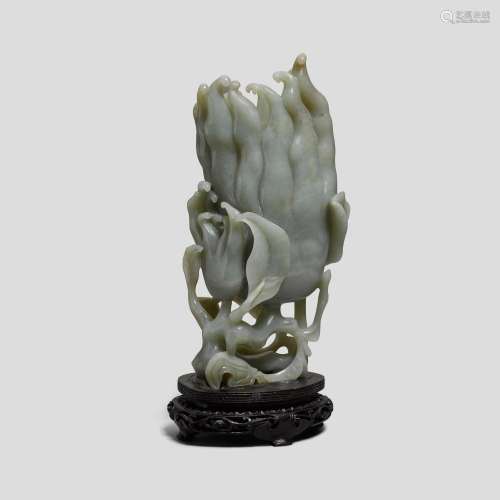 A celadon jade 'Buddha's hand citron' vase