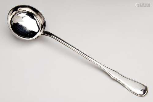 A Belgian silver soup ladle