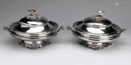 Two Dutch silver tureens