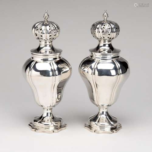 Two Dutch silver casters